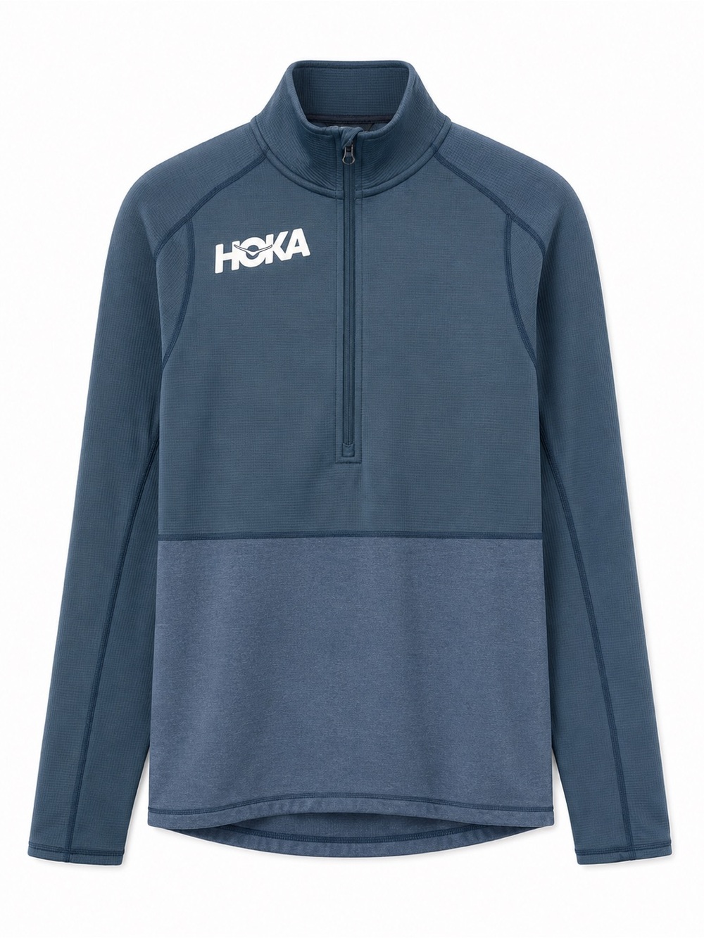 HOKA ONE ONE Blue Grid Fleece Running Pullover